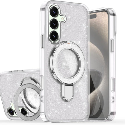 Samsung S25 FE with Stand, Magnetic Phone Case for Samsung Galaxy S25 FE Shockproof Sparkle Bling TPU Cover