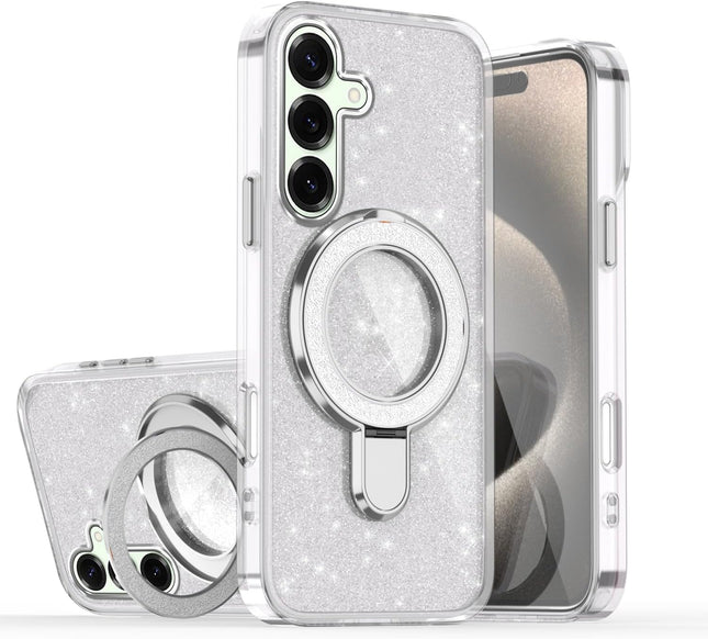 Samsung S25 FE with Stand, Magnetic Phone Case for Samsung Galaxy S25 FE Shockproof Sparkle Bling TPU Cover
