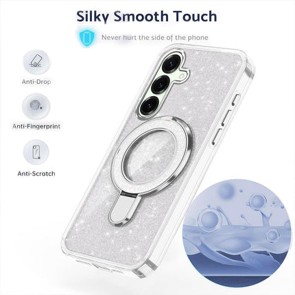 Samsung S25 FE with Stand, Magnetic Phone Case for Samsung Galaxy S25 FE Shockproof Sparkle Bling TPU Cover