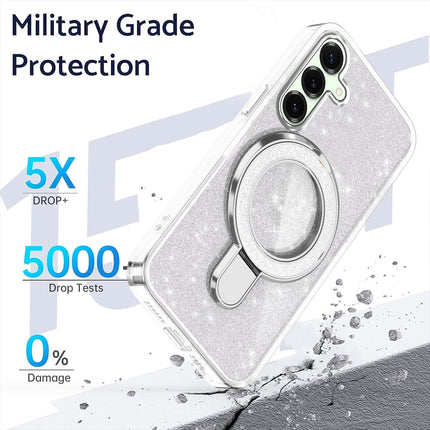 Samsung S25 FE with Stand, Magnetic Phone Case for Samsung Galaxy S25 FE Shockproof Sparkle Bling TPU Cover