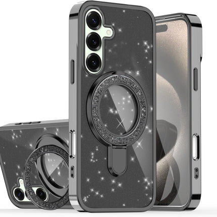 Samsung S25 FE with Stand, Magnetic Phone Case for Samsung Galaxy S25 FE Shockproof Sparkle Bling TPU Cover