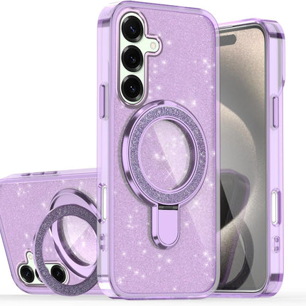 Samsung S25 FE with Stand, Magnetic Phone Case for Samsung Galaxy S25 FE Shockproof Sparkle Bling TPU Cover