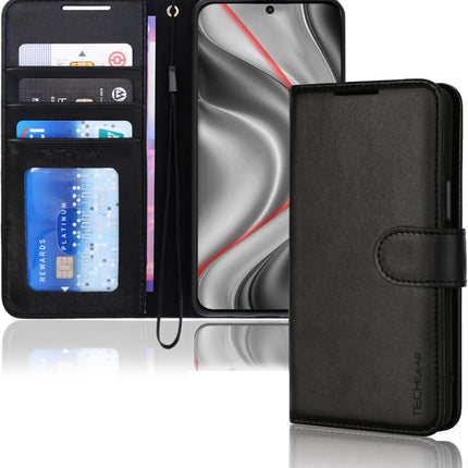 Samsung Galaxy S25 Plus Wallet Case PU Leather with RFID Blocking, 3 Card Slots, Cash Pocket, Adjustable Kickstand, Wrist Strap, Magnetic Closure, Shockproof TPU + FREE 6D Tempered Glass Screen Protector