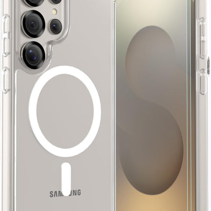 Samsung S25 Ultra Case Clear Magnetic, Lunovate Shockproof 14FT Military Grade Drop Protection, Anti-Yellow Transparent MagSafe Cover + FREE 6D Tempered Glass Screen Protector for Galaxy S25 Ultra
