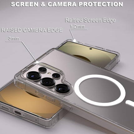 Samsung S25 Ultra Case Clear Magnetic, Lunovate Shockproof 14FT Military Grade Drop Protection, Anti-Yellow Transparent MagSafe Cover + FREE 6D Tempered Glass Screen Protector for Galaxy S25 Ultra