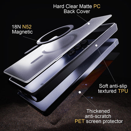 Samsung S25 Ultra Case Clear, Magnetic Shockproof 14FT Military Protective Cover Anti Yellow Transparent Phone Case + FREE 6D Tempered Glass Screen Protector
