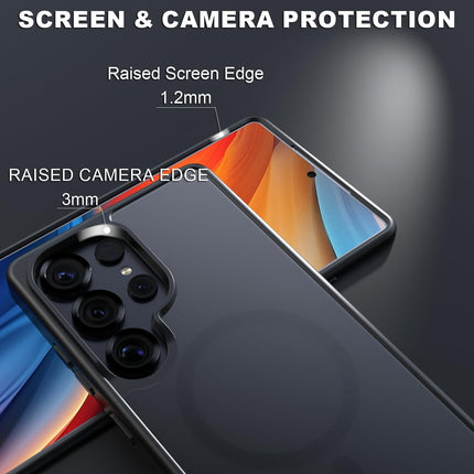 Samsung S25 Ultra Case Clear, Magnetic Shockproof 14FT Military Protective Cover Anti Yellow Transparent Phone Case + FREE 6D Tempered Glass Screen Protector