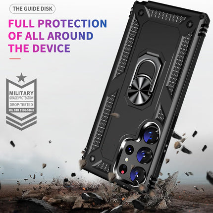 Samsung Galaxy S26 Ultra Military Grade Case with Screen Protector | MIL-STD-810G Ring Holder 360° Kickstand Magnetic Car Mount PC TPU Dual Layer Armour Cover + FREE 6D Tempered Glass