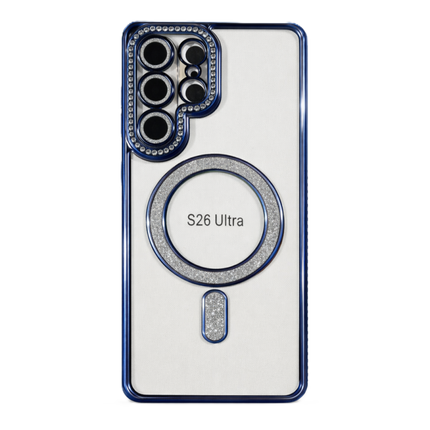 Samsung Galaxy S26 Ultra Case Magnetic Clear Glitter | MagSafe Compatible | Cute Sparkly Bling 3D Diamond Camera Lens Protector | Soft Plating TPU Bumper | Women Girls Luxury Case + FREE 6D Tempered Glass