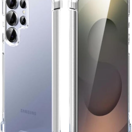 Samsung Galaxy S25 Ultra Case 6.9" Crystal Clear Transparent TPU Shockproof Drop-Proof Four-Corner Air Cushion Ultra-Thin Ultra-Light Wireless Charging Washable Protective Cover + FREE 6D Tempered Glass Screen Protector