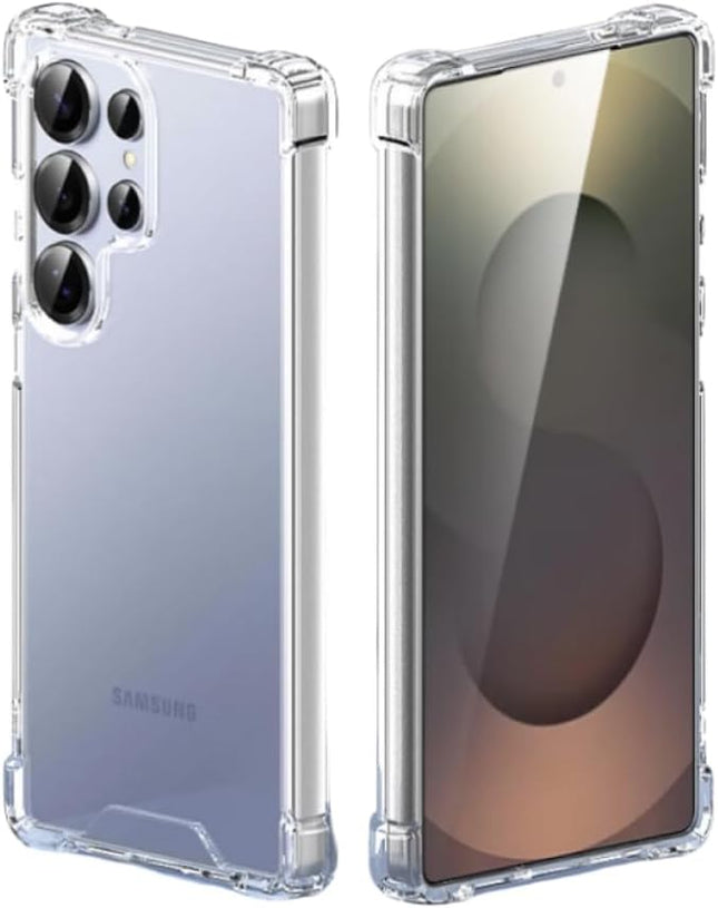 Samsung Galaxy S25 Ultra Case 6.9" Crystal Clear Transparent TPU Shockproof Drop-Proof Four-Corner Air Cushion Ultra-Thin Ultra-Light Wireless Charging Washable Protective Cover + FREE 6D Tempered Glass Screen Protector