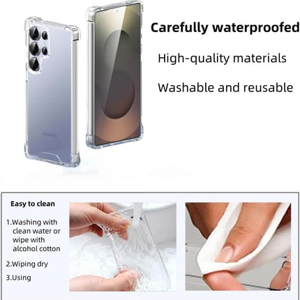 Samsung Galaxy S25 Ultra Case 6.9" Crystal Clear Transparent TPU Shockproof Drop-Proof Four-Corner Air Cushion Ultra-Thin Ultra-Light Wireless Charging Washable Protective Cover + FREE 6D Tempered Glass Screen Protector