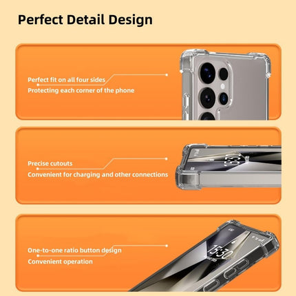 Samsung Galaxy S25 Ultra Case 6.9" Crystal Clear Transparent TPU Shockproof Drop-Proof Four-Corner Air Cushion Ultra-Thin Ultra-Light Wireless Charging Washable Protective Cover + FREE 6D Tempered Glass Screen Protector