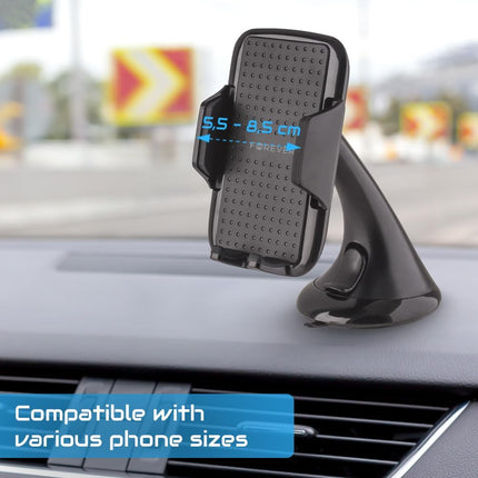 Universal Windshield Car Phone Holder Mount, 360° Rotating Dashboard Suction Cup Phone Stand for iPhone, Samsung Galaxy, All Smartphones 5.5–8.5cm Wide – Super Strong Grip