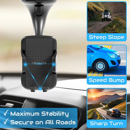 Universal Windshield Car Phone Holder Mount, 360° Rotating Dashboard Suction Cup Phone Stand for iPhone, Samsung Galaxy, All Smartphones 5.5–8.5cm Wide – Super Strong Grip