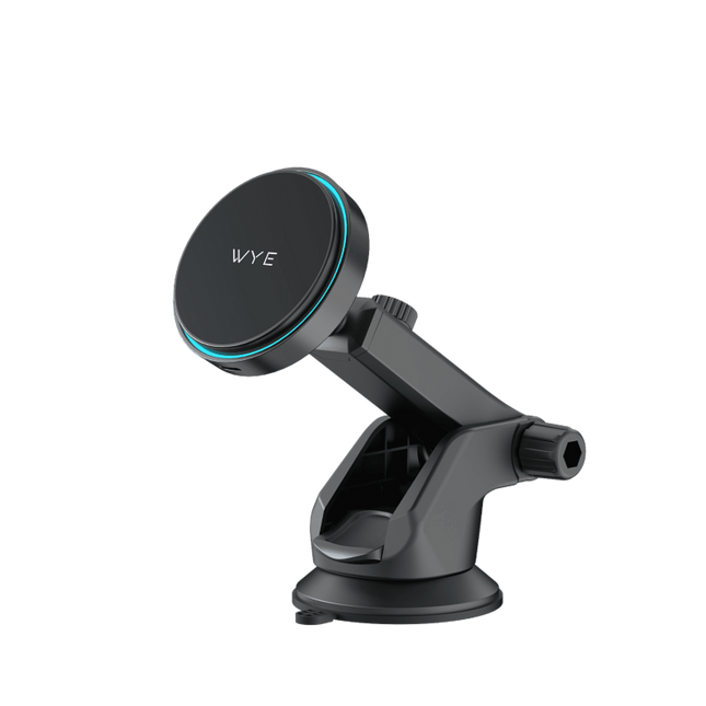 15W Wireless Car Charger & Phone Holder Mount – Magnetic Qi Fast Charging, 5W/7.5W/10W/15W Adaptive Output, Suction Cup Dashboard & Windshield Mount, LED Indicator, Triple Safety Protection, USB-C, One-Hand Operation – Black (Y-H97)