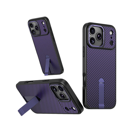 iPhone 17 Pro Carbon Design KickStand Case + 1 Pack Tempered Glass Screen Protector (KIT)