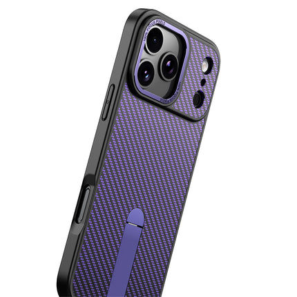 iPhone 17 Pro Carbon Design KickStand Case + 1 Pack Tempered Glass Screen Protector (KIT)