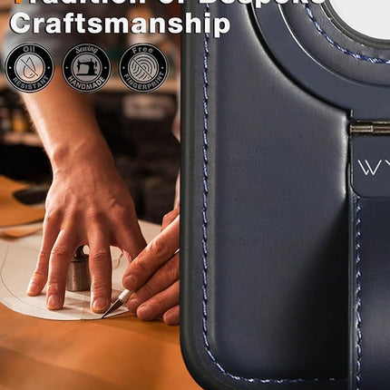 iPhone 16 Pro MagCharge PU Leather Case with MagSafe | Ring Grip Kickstand Shockproof Cover + Free 1 Pack 6D Tempered Glass (KIT)