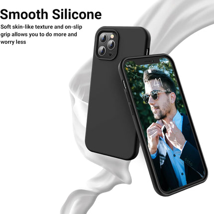 Premium Silicone Case for iPhone 12 Pro Max (6.7") Full Body Protection + FREE 6D Tempered Glass Screen Protector | Soft Touch Slim Shockproof Cover