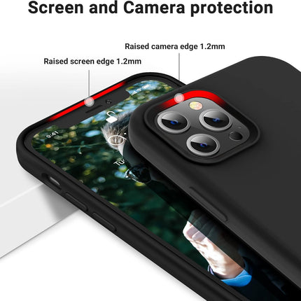 Premium Silicone Case for iPhone 12 Pro Max (6.7") Full Body Protection + FREE 6D Tempered Glass Screen Protector | Soft Touch Slim Shockproof Cover