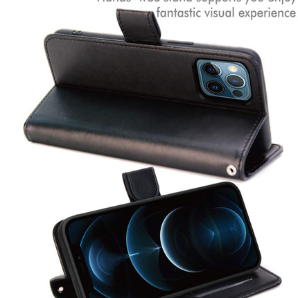 iPhone 12 Pro Max Leather Wallet Case Flip Cover with Card Holder + FREE 6D Tempered Glass Screen Protector | Shockproof PU Leather Kickstand Case (6.7")