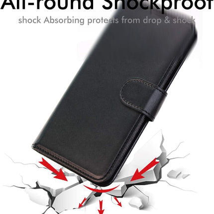 iPhone 12 Pro Max Leather Wallet Case Flip Cover with Card Holder + FREE 6D Tempered Glass Screen Protector | Shockproof PU Leather Kickstand Case (6.7")