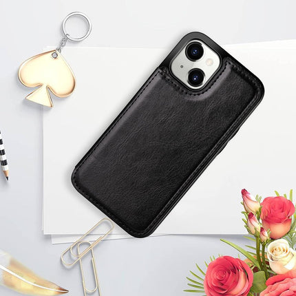 iPhone 15 Leather Wallet Case with Stand, Magnetic Card Holder Flip Cover + FREE 6D Tempered Glass Screen Protector