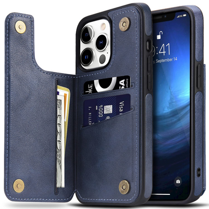 iPhone 15 Leather Wallet Case with Stand, Magnetic Card Holder Flip Cover + FREE 6D Tempered Glass Screen Protector