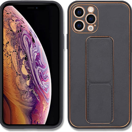 iPhone 12 Pro Max Back Case With Folding Stand + FREE 6D Tempered Glass Screen Protector