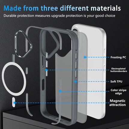 iPhone 16 LuxLite Shield Bicolor MagSafe Case – Shockproof TPU Cover + FREE 6D Tempered Glass
