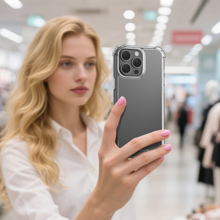 iPhone 16 Pro Clear Anti-Shock Armor Case – Rugged Protective Cover + FREE 6D Tempered Glass Screen Protector