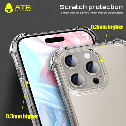 iPhone 16 Pro Clear Anti-Shock Armor Case – Rugged Protective Cover + FREE 6D Tempered Glass Screen Protector