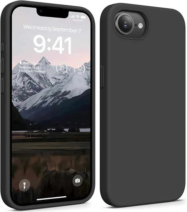 iPhone 16E Soft Matte Silicone Case – Slim Shockproof Cover + FREE 6D Tempered Glass Screen Protector