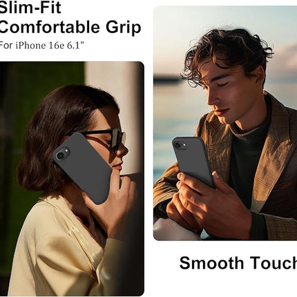 iPhone 16E Soft Matte Silicone Case – Slim Shockproof Cover + FREE 6D Tempered Glass Screen Protector