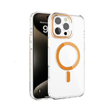 iPhone 16 Pro Transparent TPU MagSafe Case with Colourful Trim – Shockproof Clear Cover + FREE 6D Tempered Glass Screen Protector