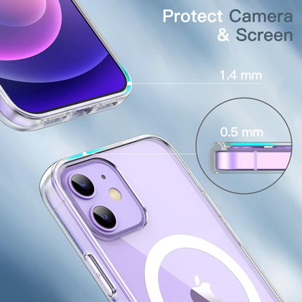 MagSafe Clear Case for iPhone 12 / iPhone 12 Pro (6.1”) – Shockproof Bumper, Anti-Scratch Crystal Clear Back + FREE 6D Tempered Glass Screen Protector