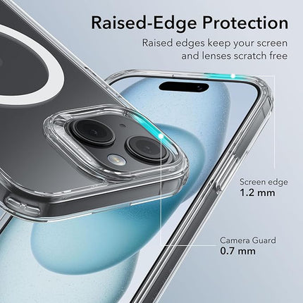 iPhone 15 Clear MagSafe Case – Transparent Shockproof Magnetic Cover + Free 6D Tempered Glass Screen Protector