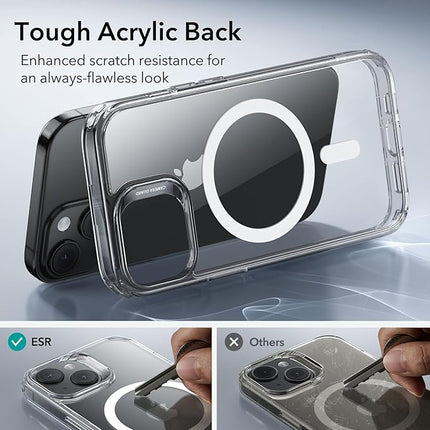 iPhone 15 Clear MagSafe Case – Transparent Shockproof Magnetic Cover + Free 6D Tempered Glass Screen Protector
