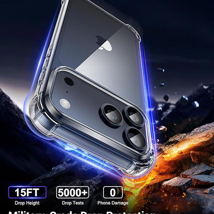 iPhone 17 Pro Clear Anti Shock Armour Case + 1 Pack Tempered Glass Screen Protector (KIT)