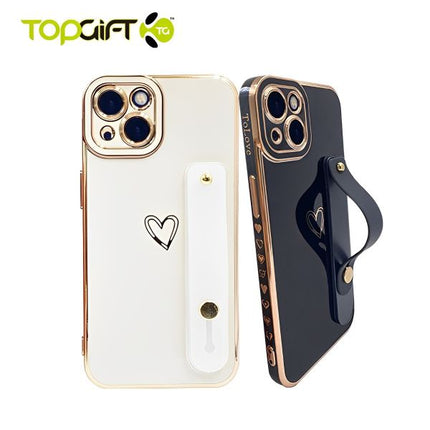 iPhone 15 Plus Heart Embrace TPU Back Stand Case