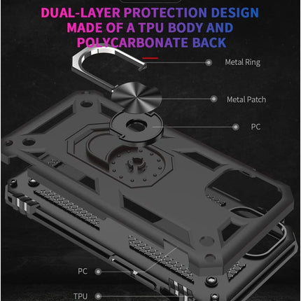 iPhone 12 / 12 Pro Military Grade Ring Case (6.1”) – Shockproof Protective Cover with Magnetic Ring Stand, MagSafe-Compatible + FREE 6D Tempered Glass Screen Protector