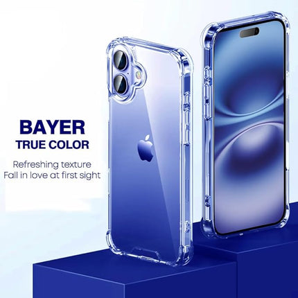 iPhone 16 Clear Anti-Drop Shockproof Case – Crystal Clear Protective Cover + FREE 6D Tempered Glass Screen Protector