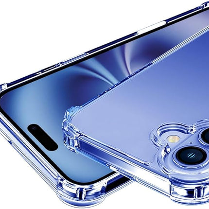 iPhone 16 Clear Anti-Drop Shockproof Case – Crystal Clear Protective Cover + FREE 6D Tempered Glass Screen Protector