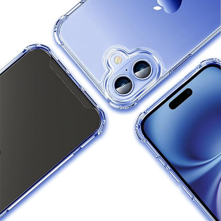 iPhone 16 Clear Anti-Drop Shockproof Case – Crystal Clear Protective Cover + FREE 6D Tempered Glass Screen Protector