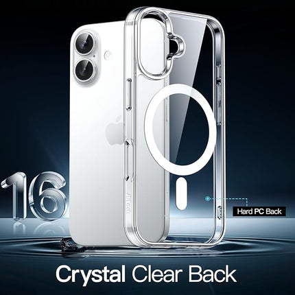 iPhone 16 Clear MagSafe Case – Magnetic Shockproof Transparent Cover + FREE 6D Tempered Glass Screen Protector