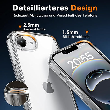 Clear Case for iPhone 16E – Ultra Thin Shockproof TPU Anti-Yellowing Cover + FREE 6D Tempered Glass Screen Protector