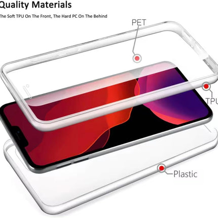 iPhone 11 Pro Max 360° Full-Body Clear Case — TPU Front Screen Cover + Hard PC Back + Military-Grade Drop Protection + FREE 6D Tempered Glass Screen Protector