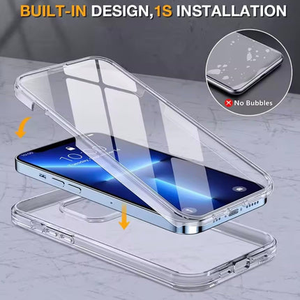 iPhone 11 Pro Max 360° Full-Body Clear Case — TPU Front Screen Cover + Hard PC Back + Military-Grade Drop Protection + FREE 6D Tempered Glass Screen Protector