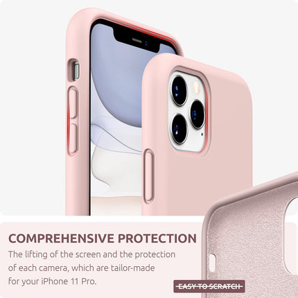 iPhone 11 Pro Silicone Case Liquid Silicone Rubber with Soft Microfiber Cloth Lining Full Body Shockproof Cover + FREE 6D Tempered Glass Screen Protector